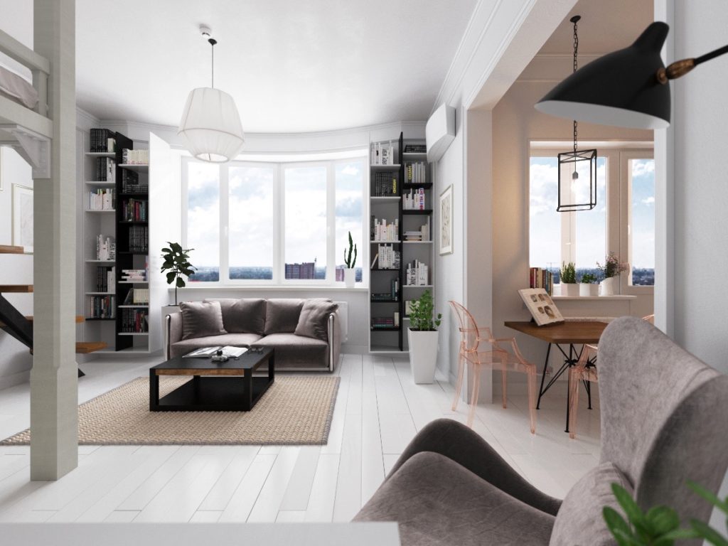 scandinavian-lounge-grey-black-and-white-box-shelves-french-windows